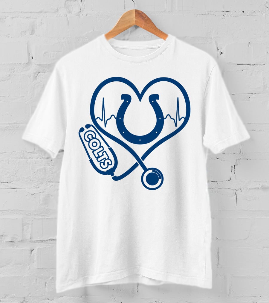 Nurse Colts Stethoscope Heartbeat Horseshoe Indianapolis T-Shirt