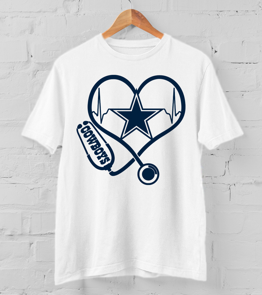 Cowboys Stethoscope Heartbeat Star T-Shirt