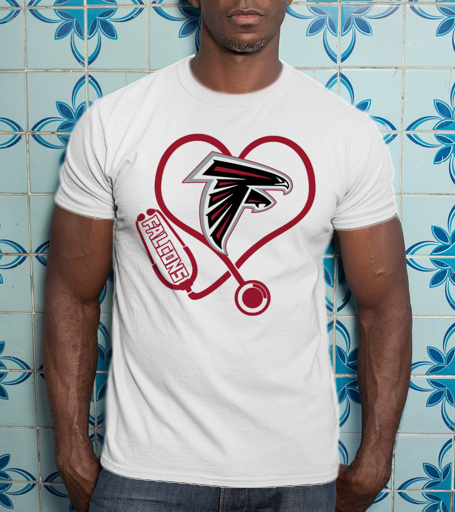 Atlanta Falcons Heart Stethoscope Nurse Theme T-Shirt