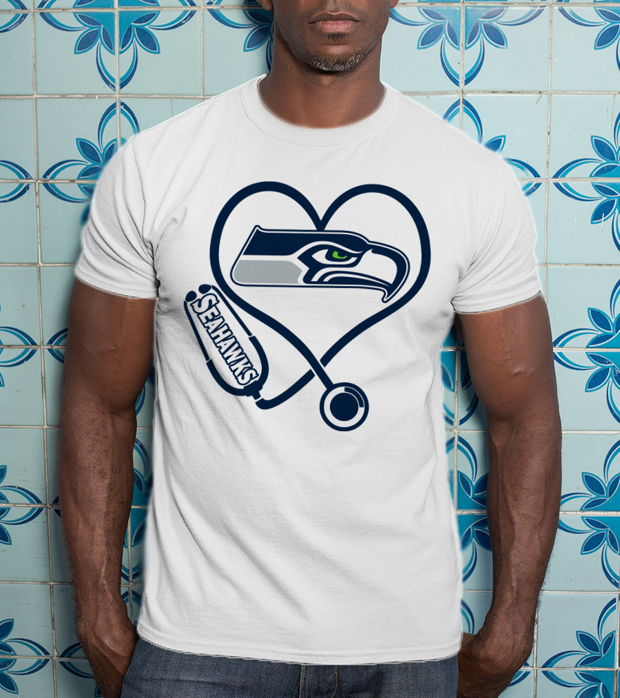 Seattle Seahawks Nurse Heart Stethoscope T-Shirt