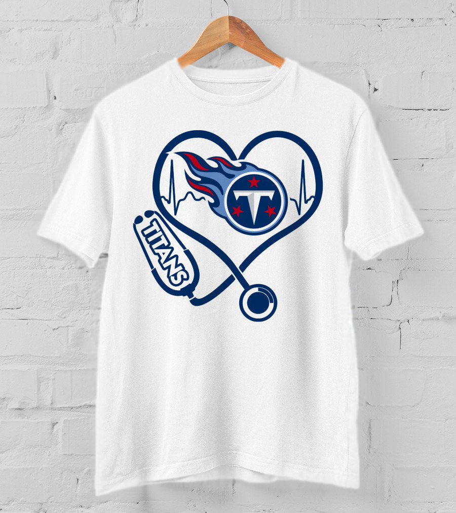 Nurse Heartbeat Stethoscope Tennessee Titans T-Shirt