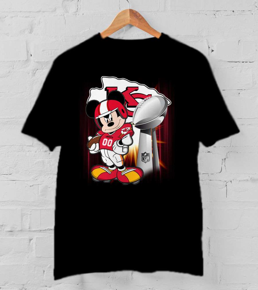 Kansas City Chiefs Mickey Mouse NFL Trophy T-Shirt