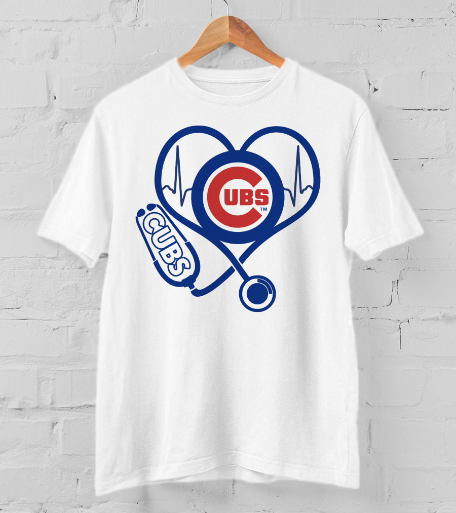 Cubs Heartbeat Stethoscope Nurse Love T-Shirt