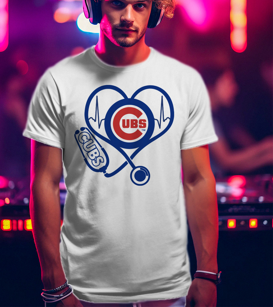 Cubs Heartbeat Stethoscope Nurse Love T-Shirt