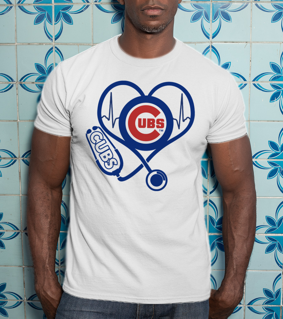Cubs Heartbeat Stethoscope Nurse Love T-Shirt