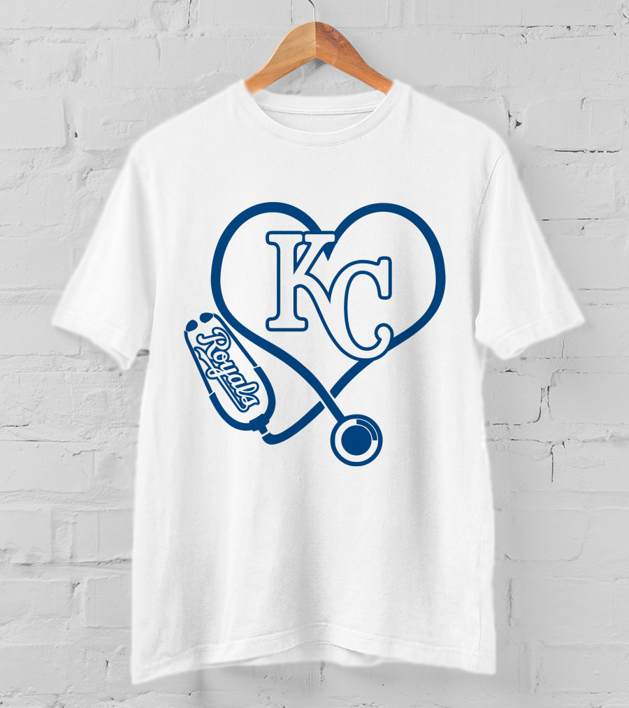 Kansas City Royals Kc Nurse Heart Stethoscope T-Shirt