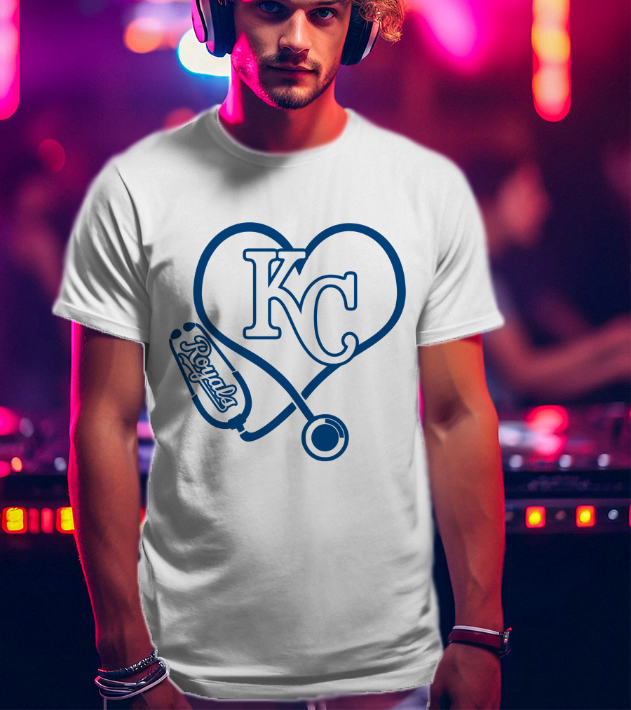 Kansas City Royals Kc Nurse Heart Stethoscope T-Shirt