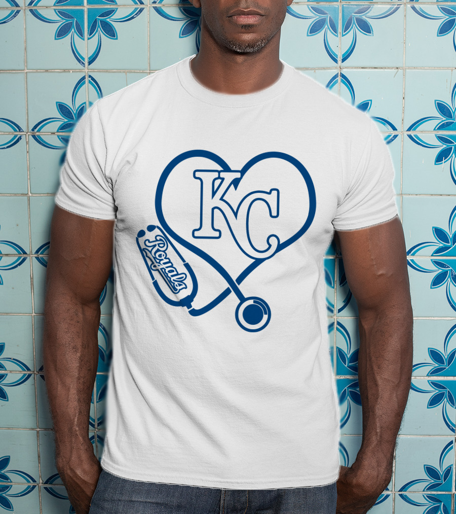 Kansas City Royals Kc Nurse Heart Stethoscope T-Shirt