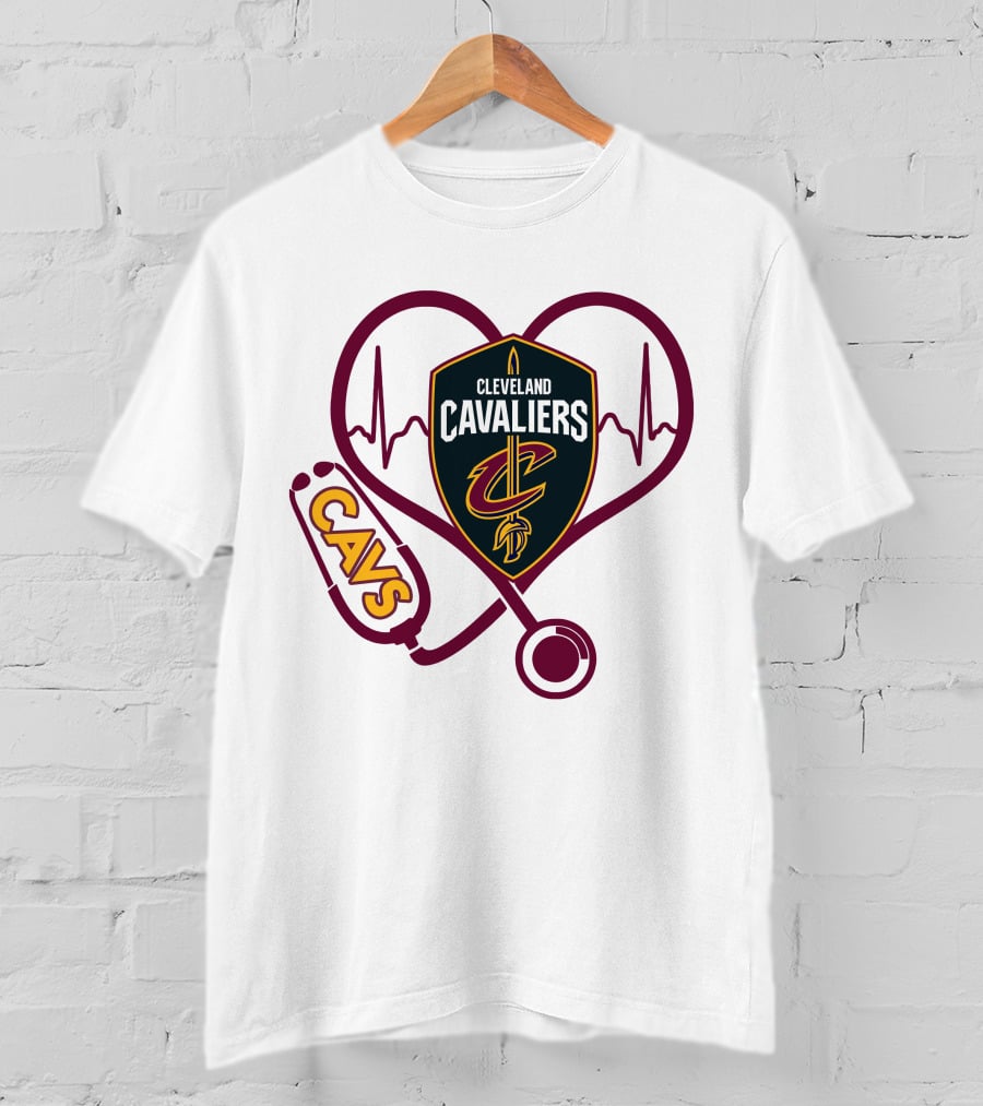 Cleveland Cavaliers Nurse Love Cavs Heartbeat Stethoscope T-Shirt