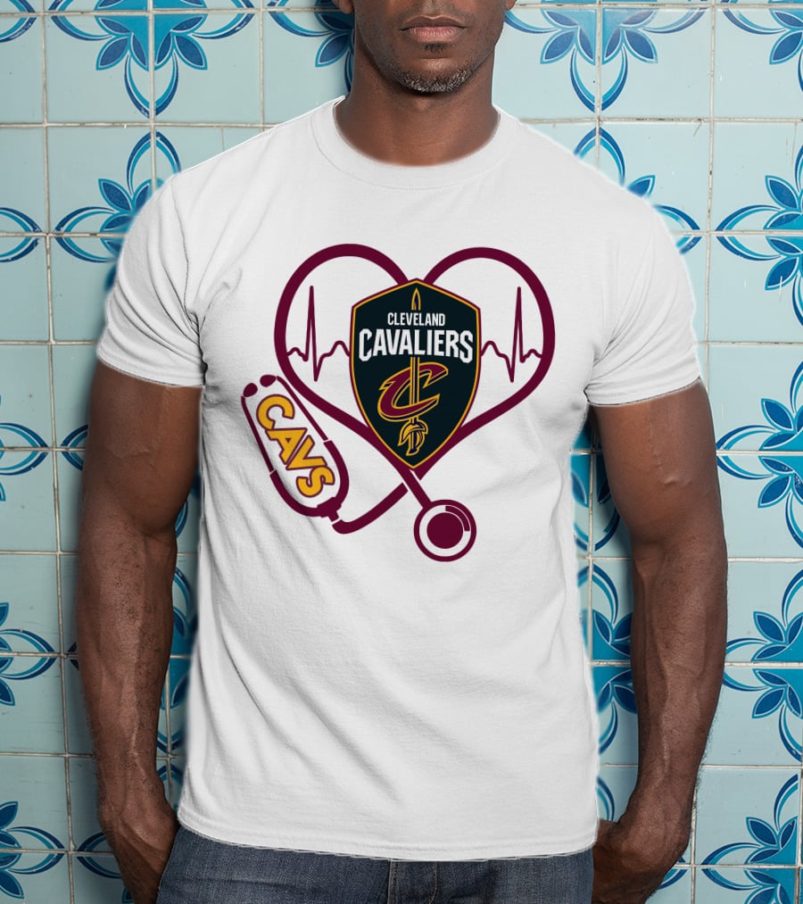 Cleveland Cavaliers Nurse Love Cavs Heartbeat Stethoscope T-Shirt