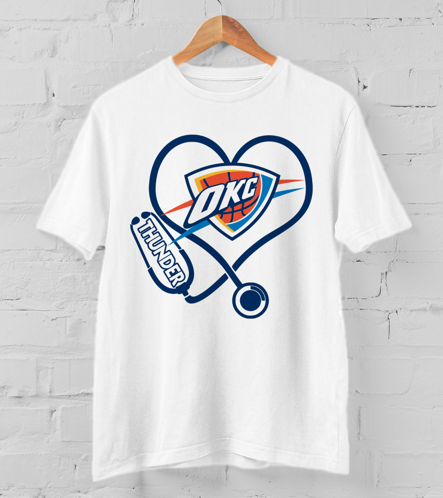 Nurse Love Okc Thunder Heart Stethoscope T-Shirt