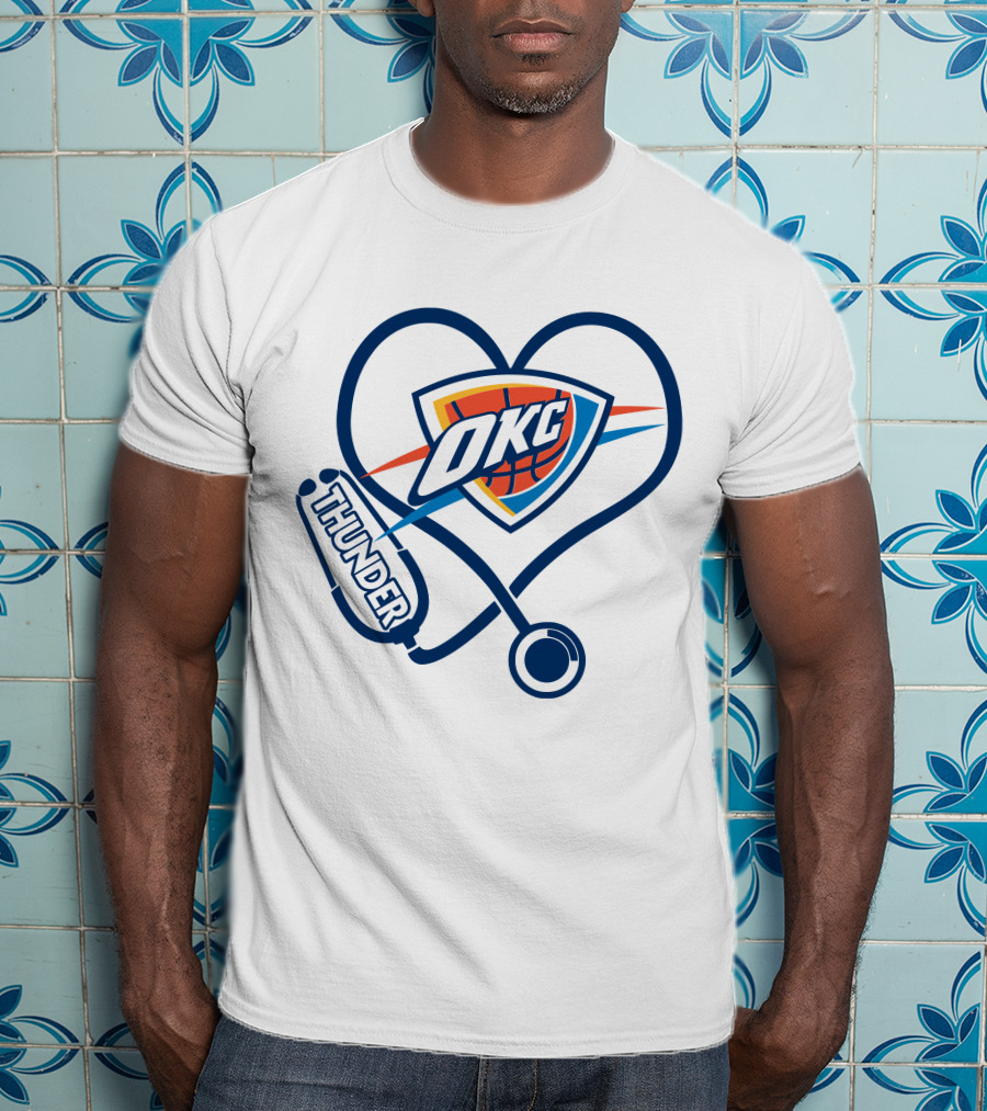 Nurse Love Okc Thunder Heart Stethoscope T-Shirt