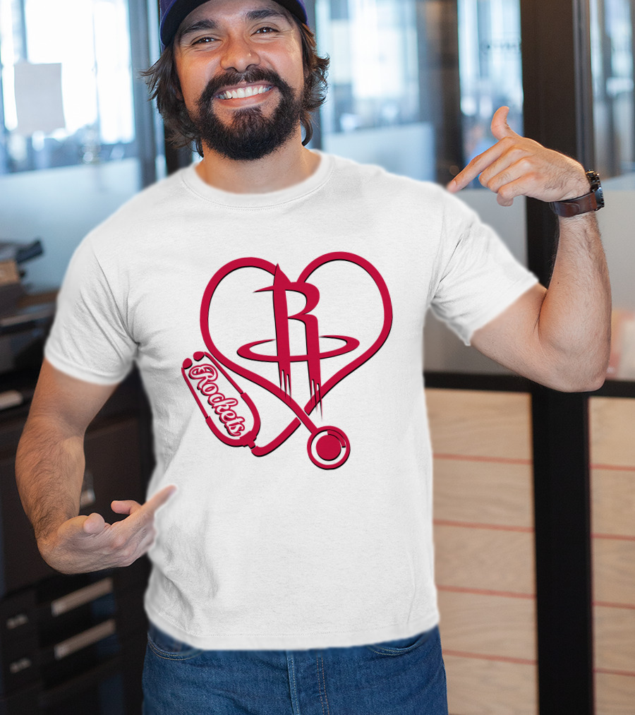 Nurse Heart Houston Rockets Logo Stethoscope T-Shirt