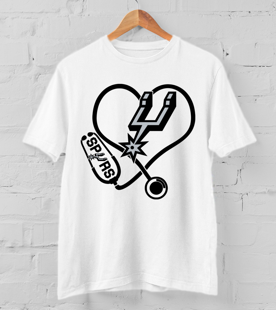 San Antonio Spurs Nurse Love Heart Stethoscope T-Shirt