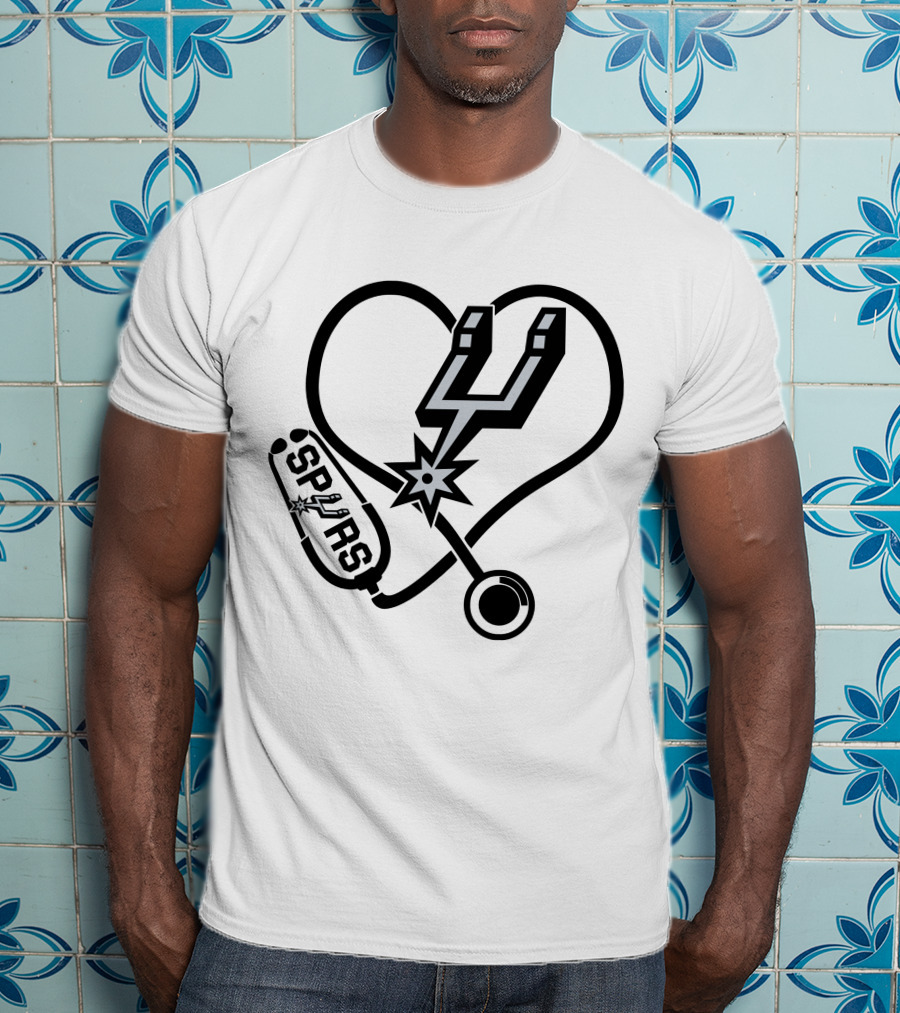 San Antonio Spurs Nurse Love Heart Stethoscope T-Shirt