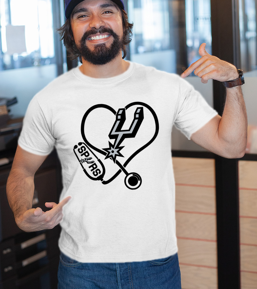 San Antonio Spurs Nurse Love Heart Stethoscope T-Shirt